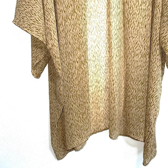 aerie Tan & Brown Animal Print Open Front Semi-sheer Kimono One Size Women’s - Picture 5 of 11